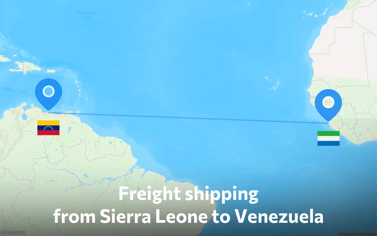 Shipping route from Sierra Leone to Venezuela