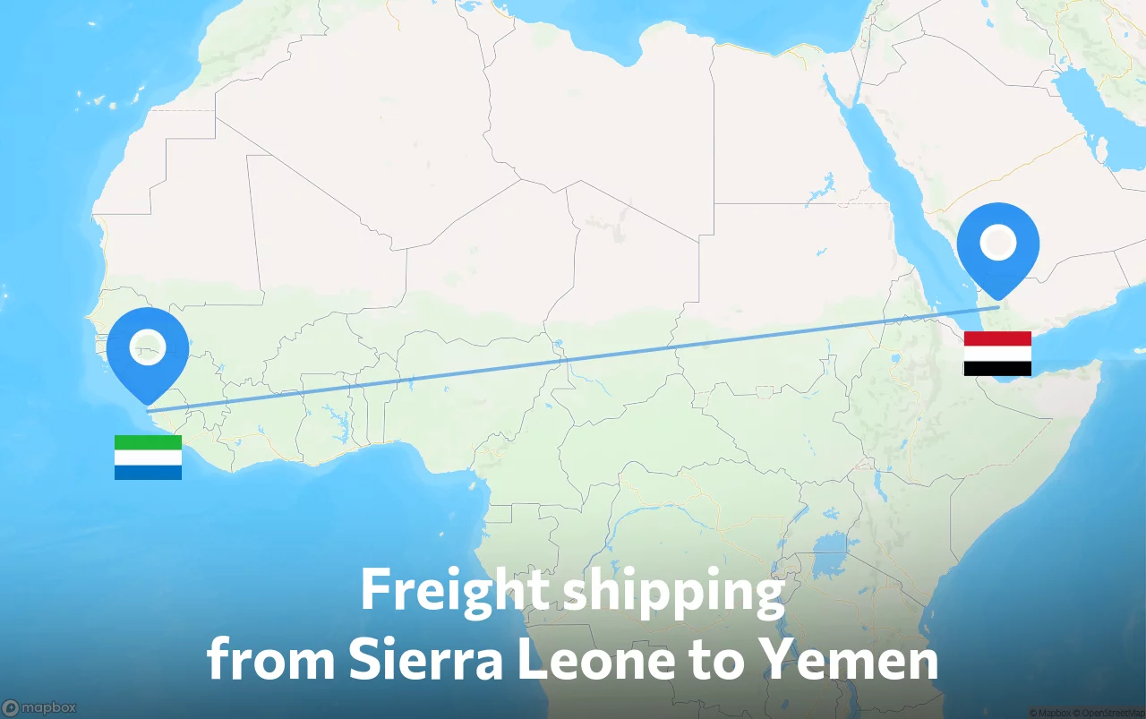Shipping route from Sierra Leone to Yemen