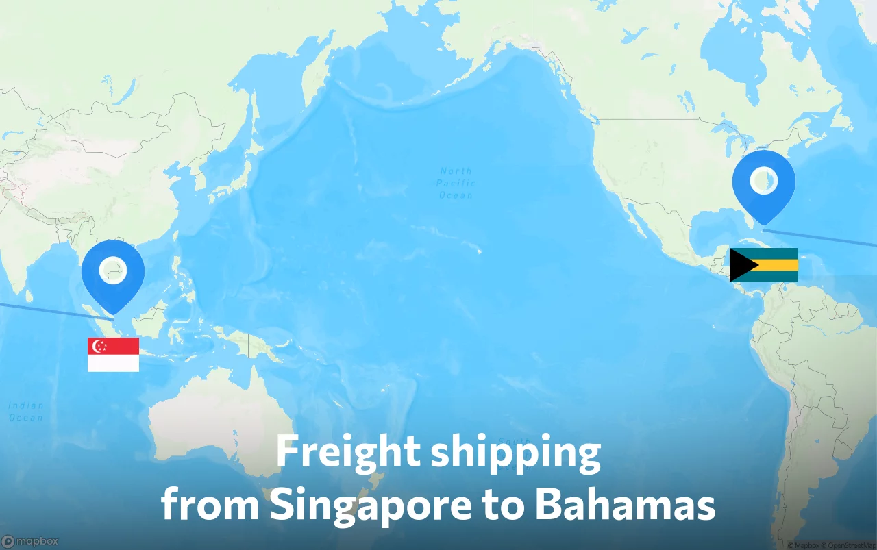Shipping route from Singapore to Bahamas