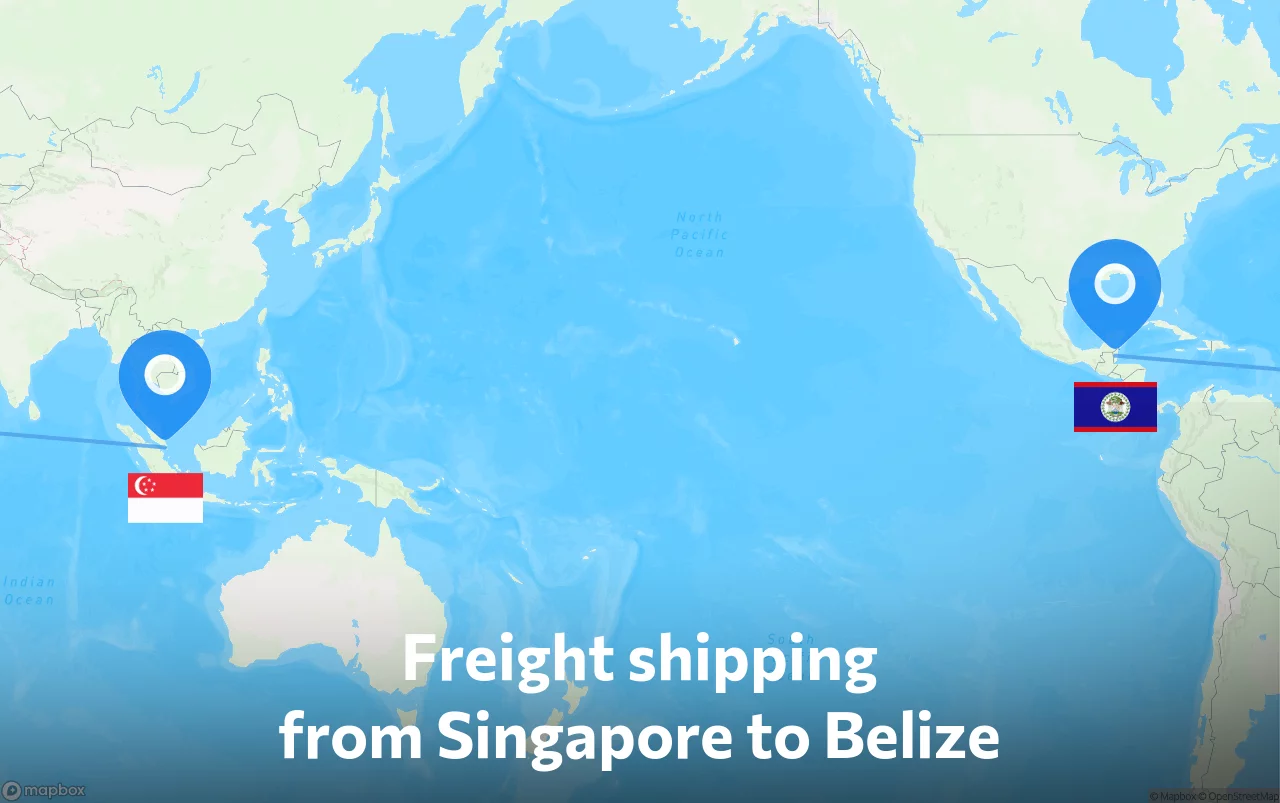 Shipping route from Singapore to Belize
