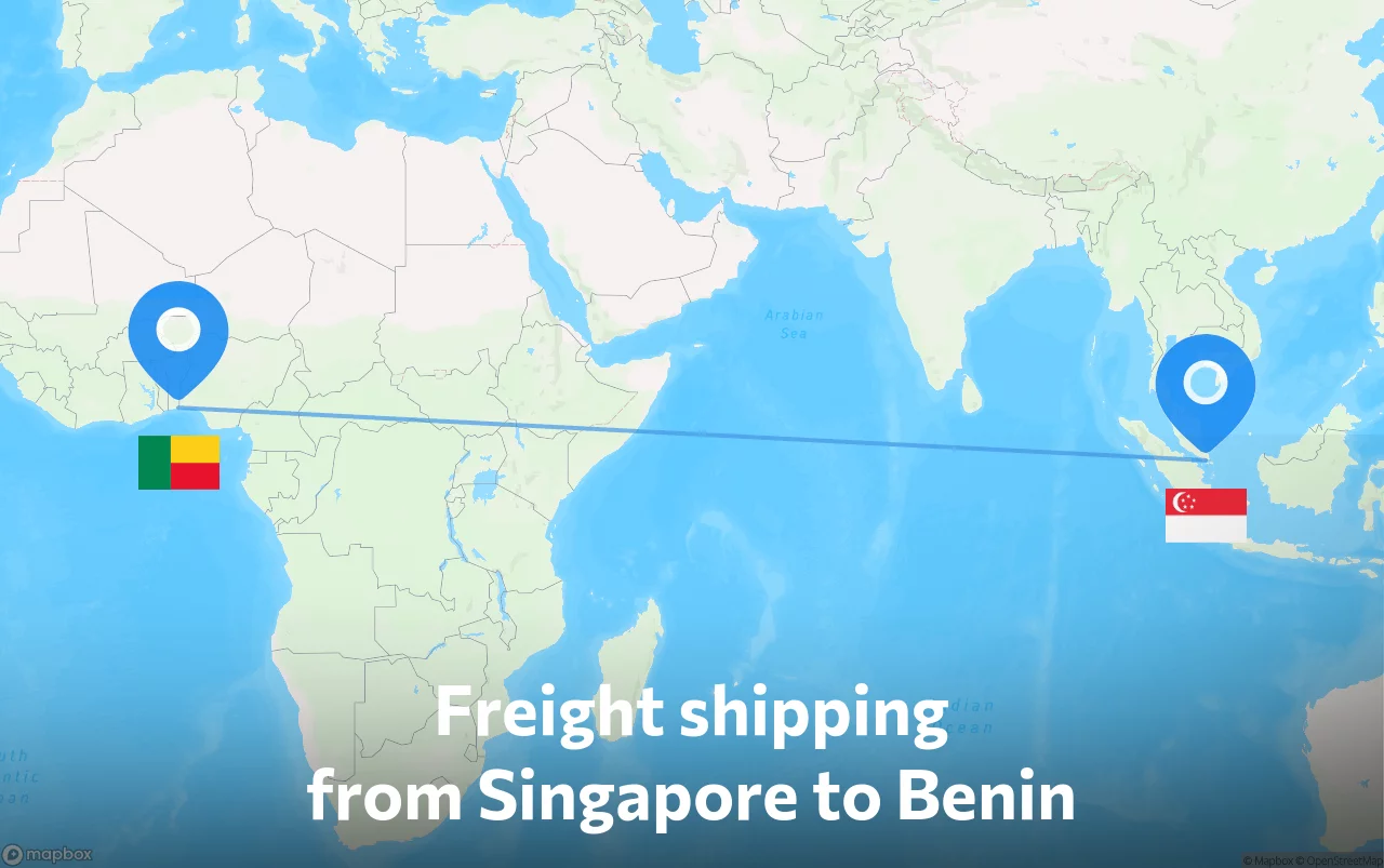 Shipping route from Singapore to Benin