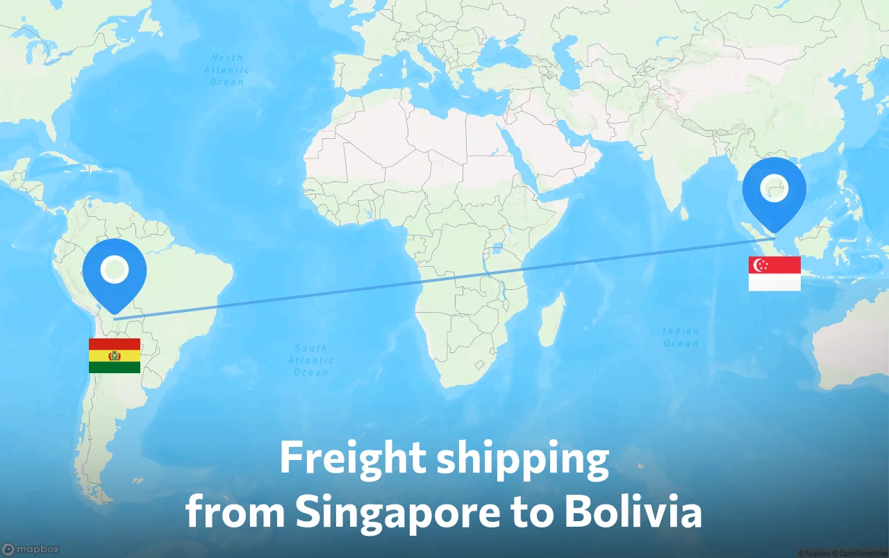 Shipping route from Singapore to Bolivia