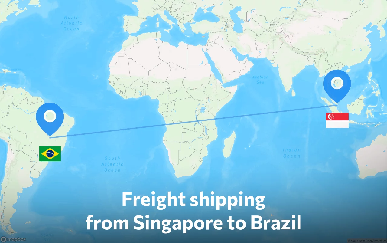 Shipping route from Singapore to Brazil