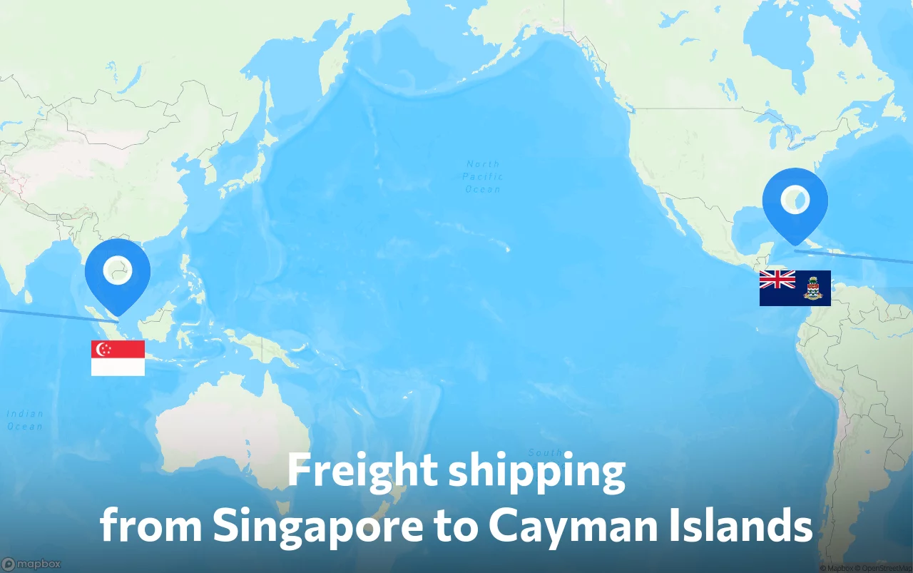 Shipping route from Singapore to Cayman Islands