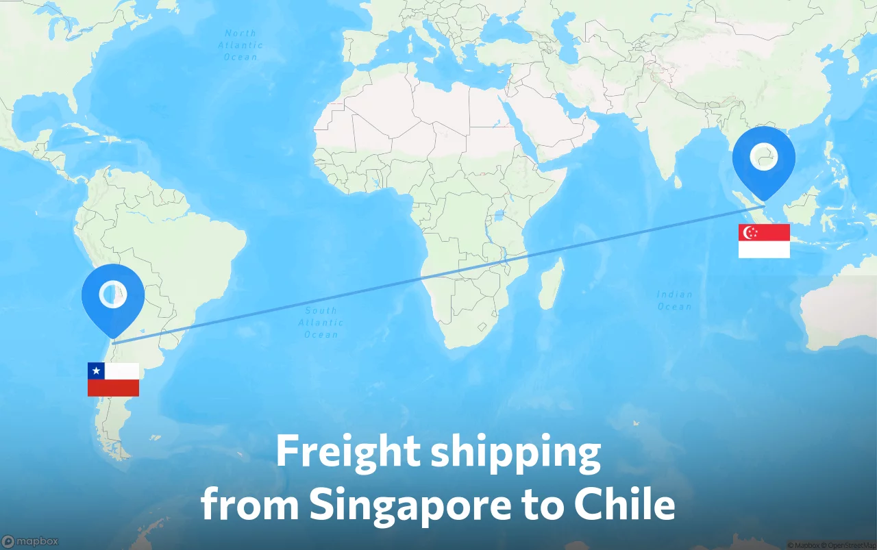 Shipping route from Singapore to Chile