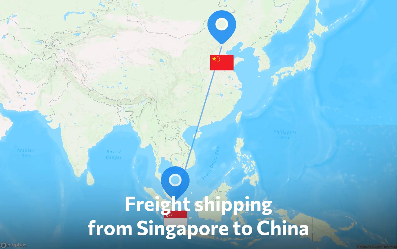 Shipping route from Singapore to China