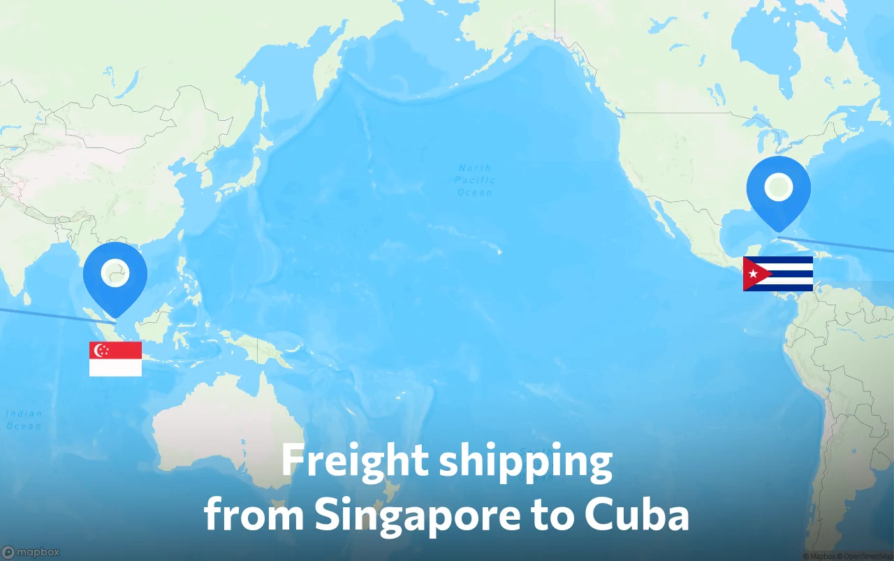 Shipping route from Singapore to Cuba