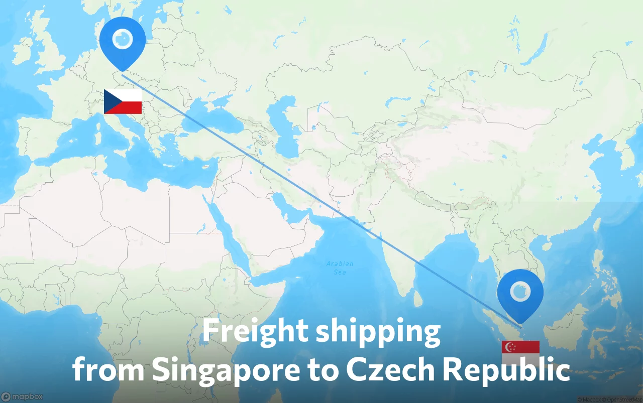 Shipping route from Singapore to Czech Republic