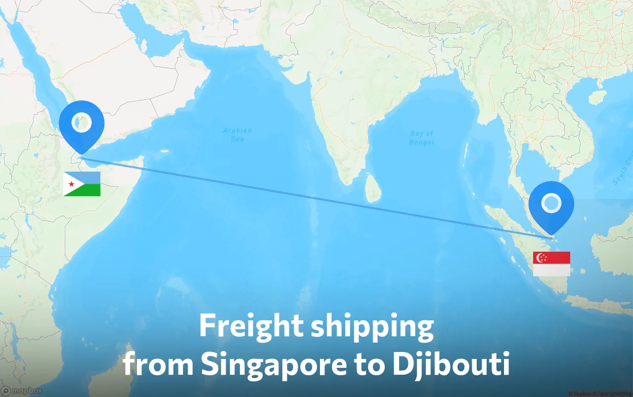 Shipping route from Singapore to Djibouti