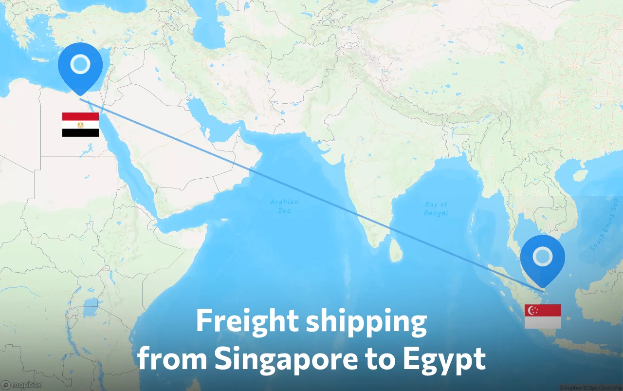 Shipping route from Singapore to Egypt