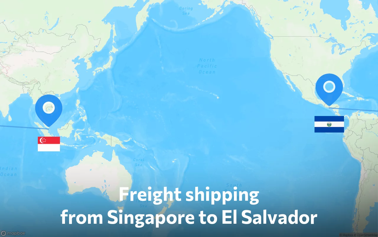 Shipping route from Singapore to El Salvador