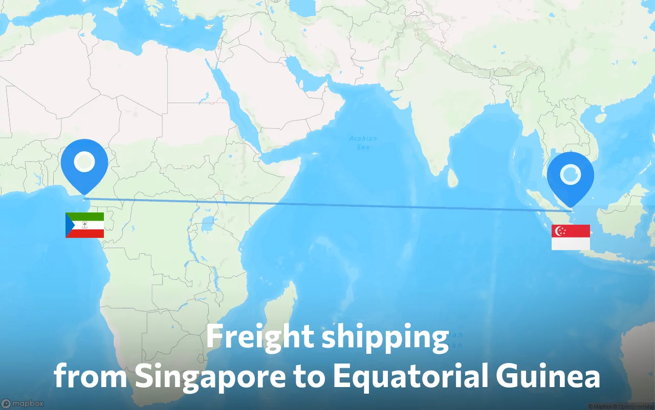 Shipping route from Singapore to Equatorial Guinea