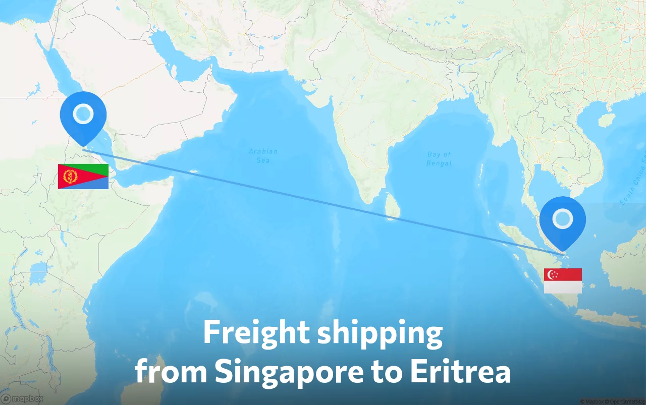 Shipping route from Singapore to Eritrea