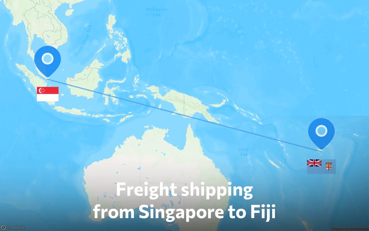 Shipping route from Singapore to Fiji