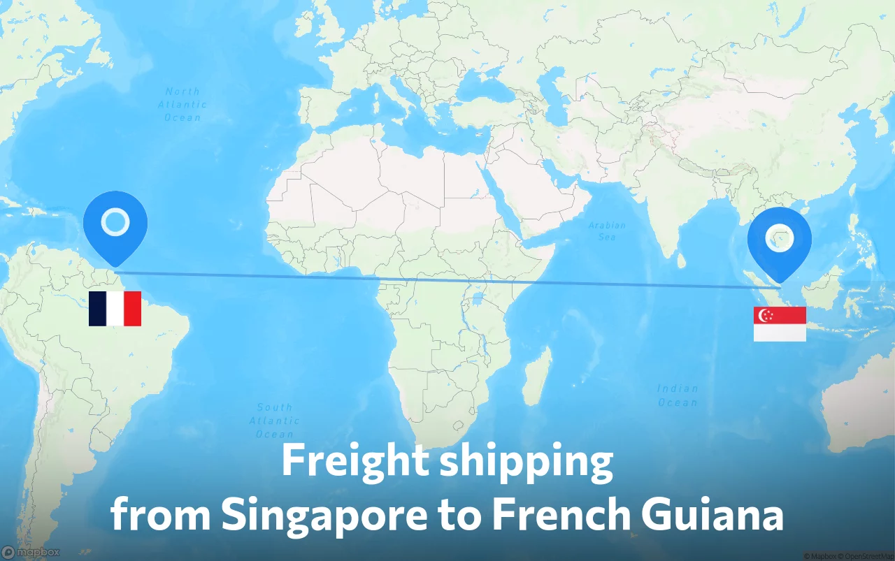 Shipping route from Singapore to French Guiana