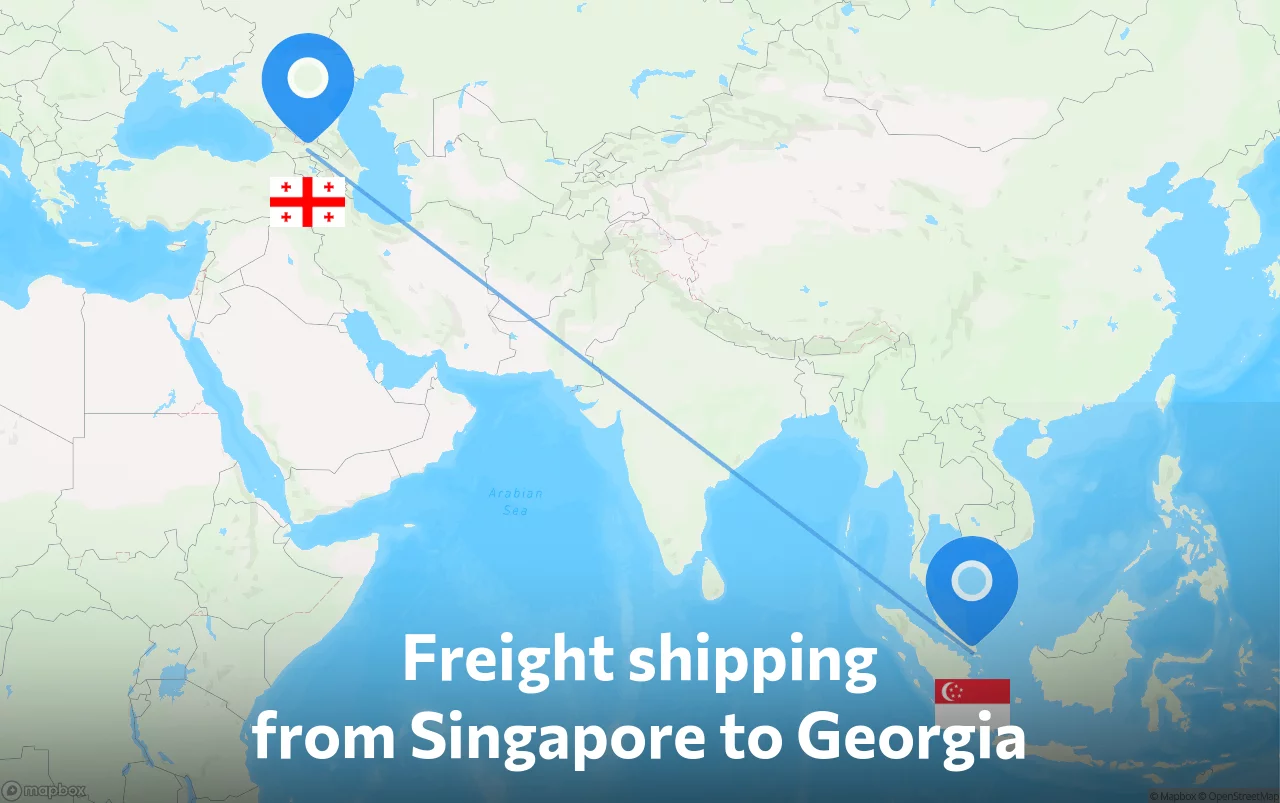 Shipping route from Singapore to Georgia