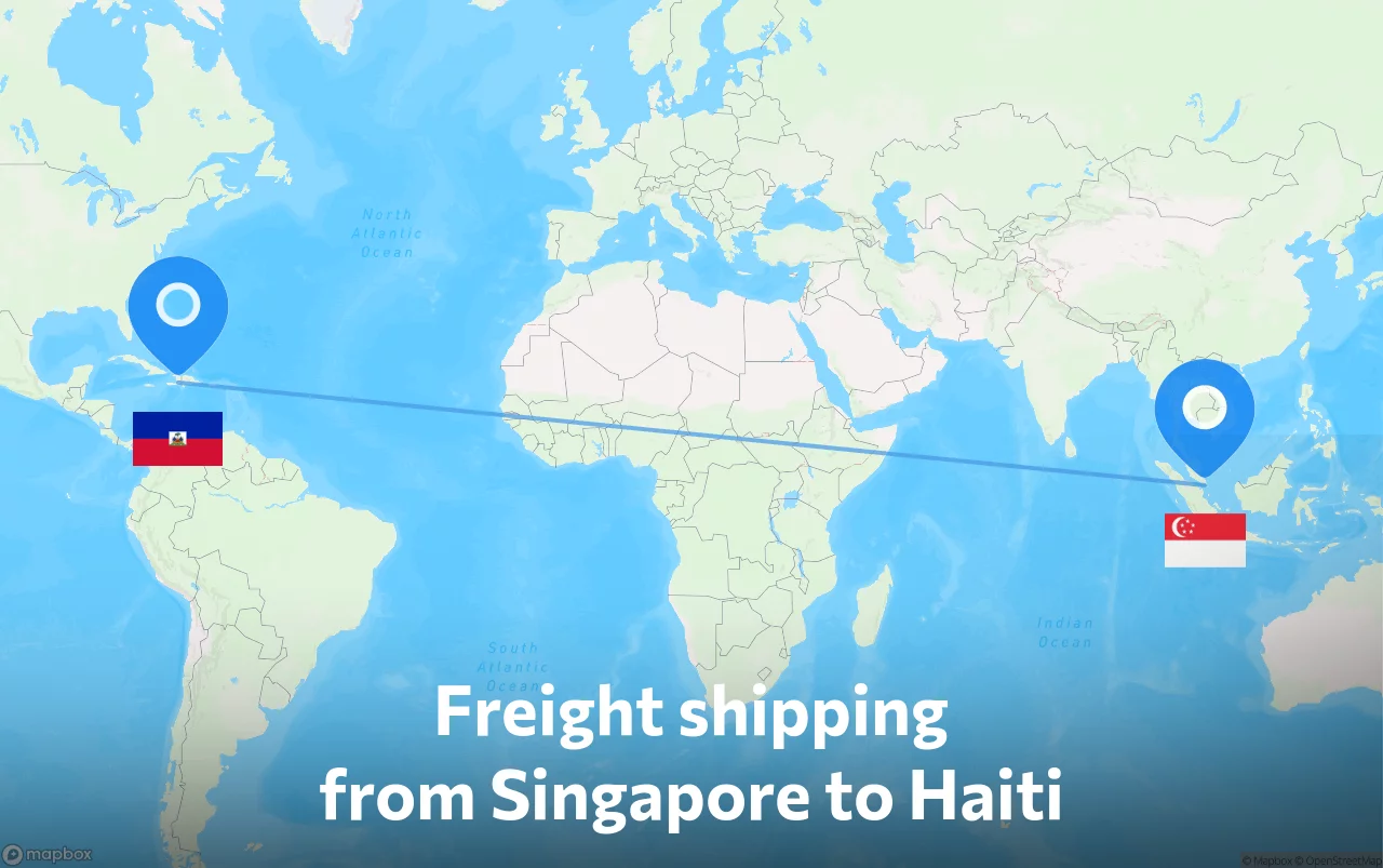 Shipping route from Singapore to Haiti