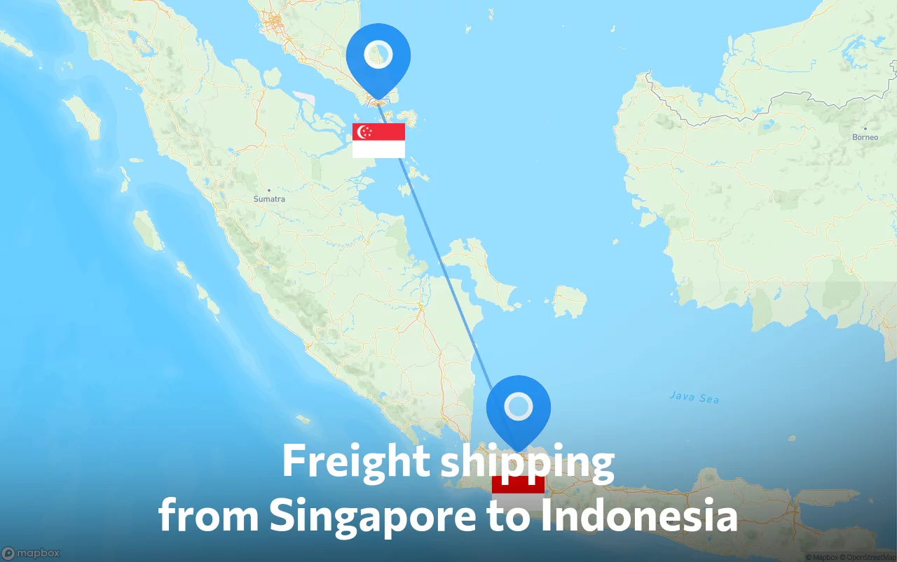 Shipping route from Singapore to Indonesia