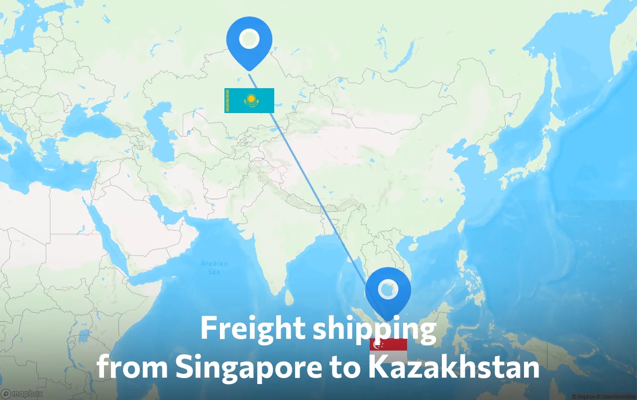 Shipping route from Singapore to Kazakhstan