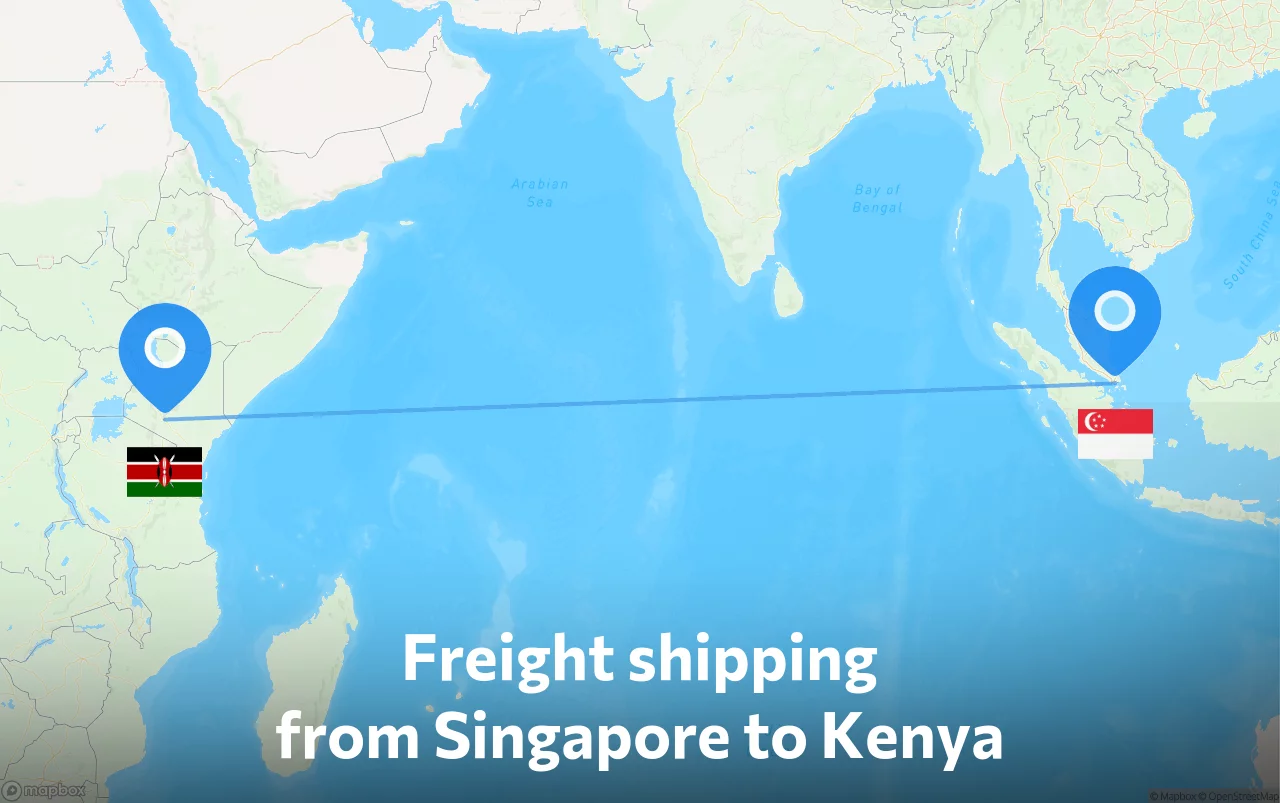 Shipping route from Singapore to Kenya