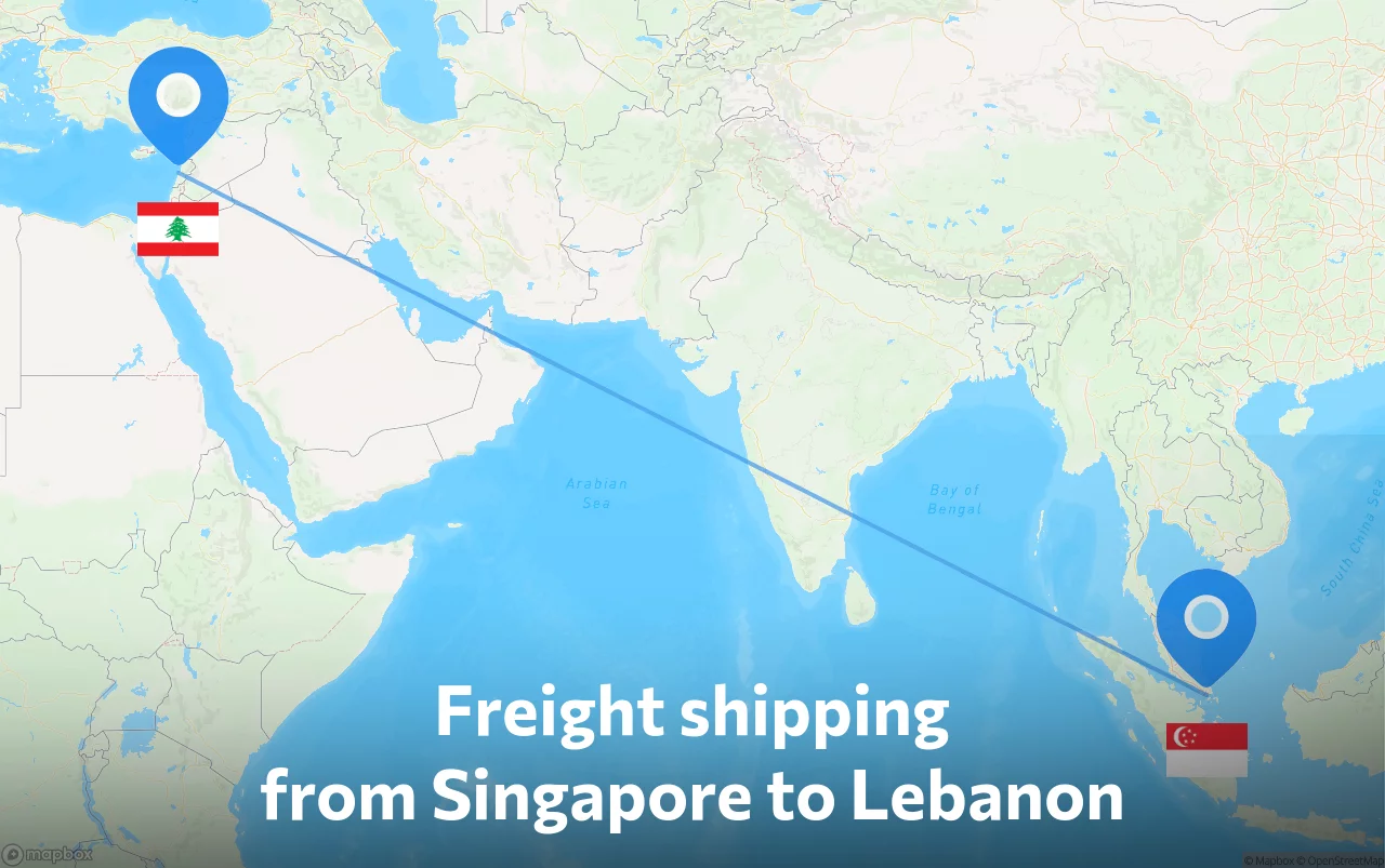 Shipping route from Singapore to Lebanon