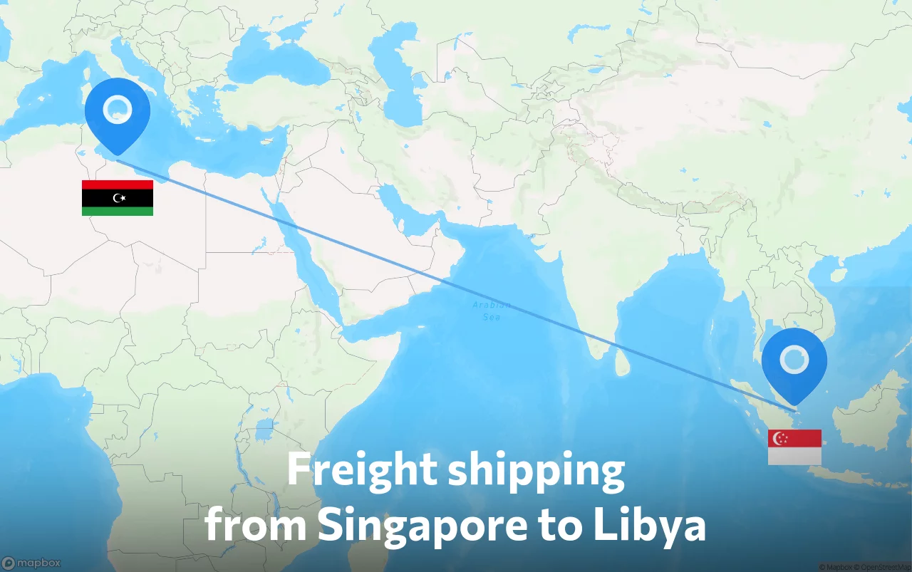 Shipping route from Singapore to Libya