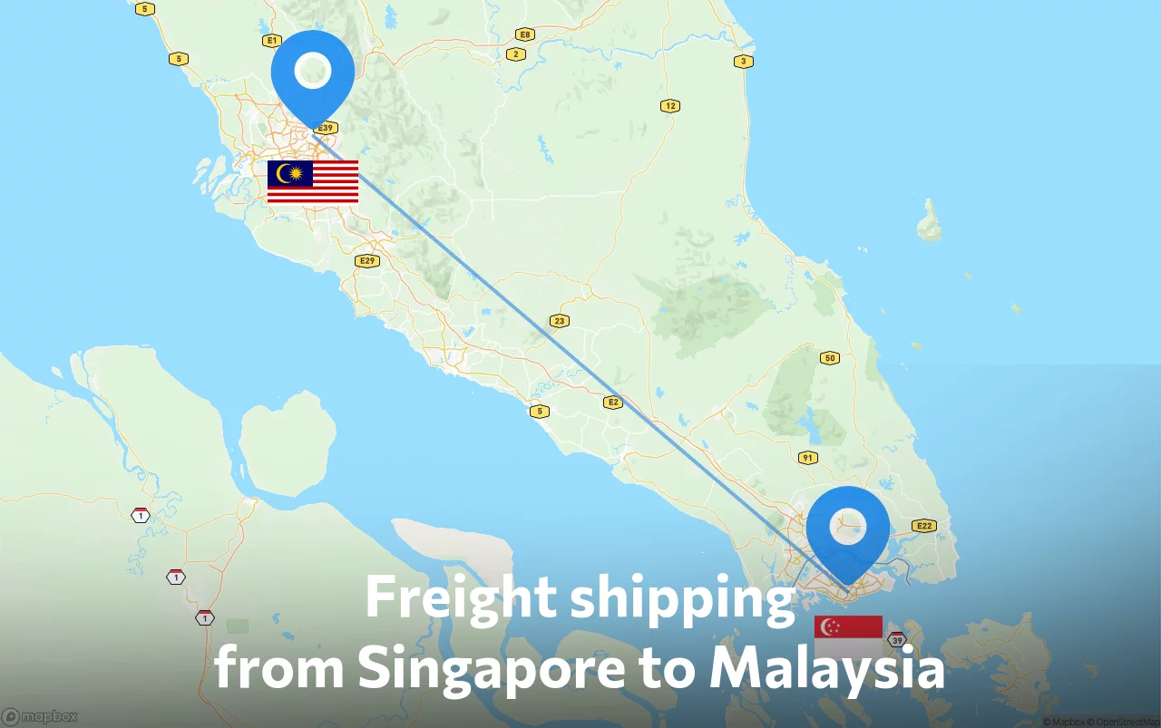 Shipping route from Singapore to Malaysia