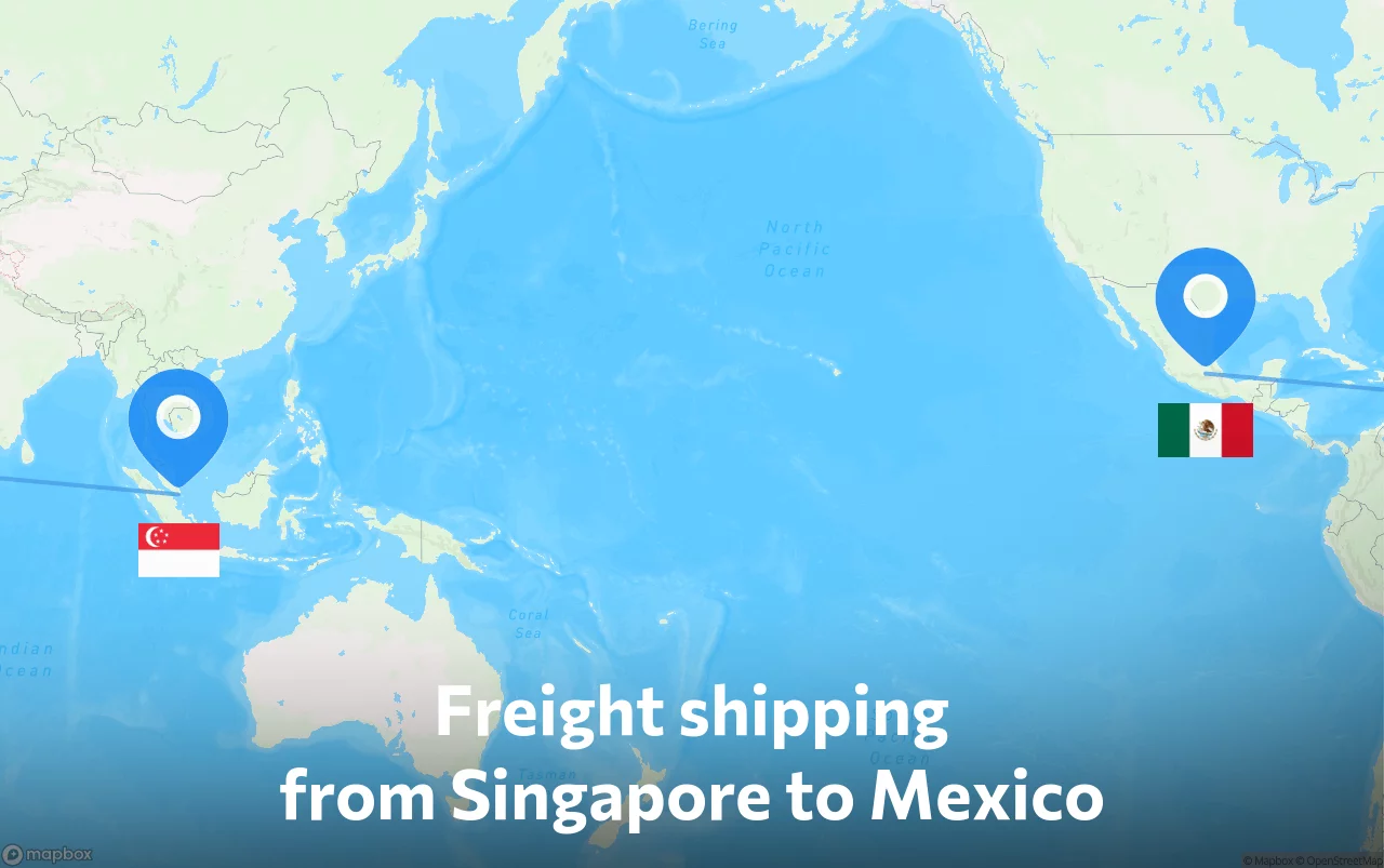Shipping route from Singapore to Mexico