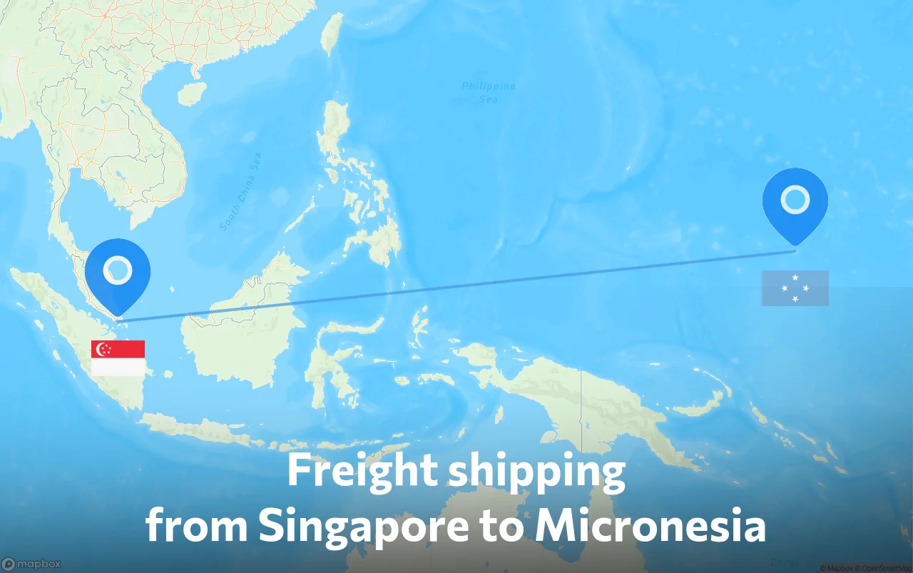 Shipping route from Singapore to Micronesia