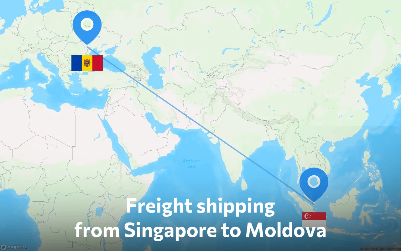 Shipping route from Singapore to Moldova