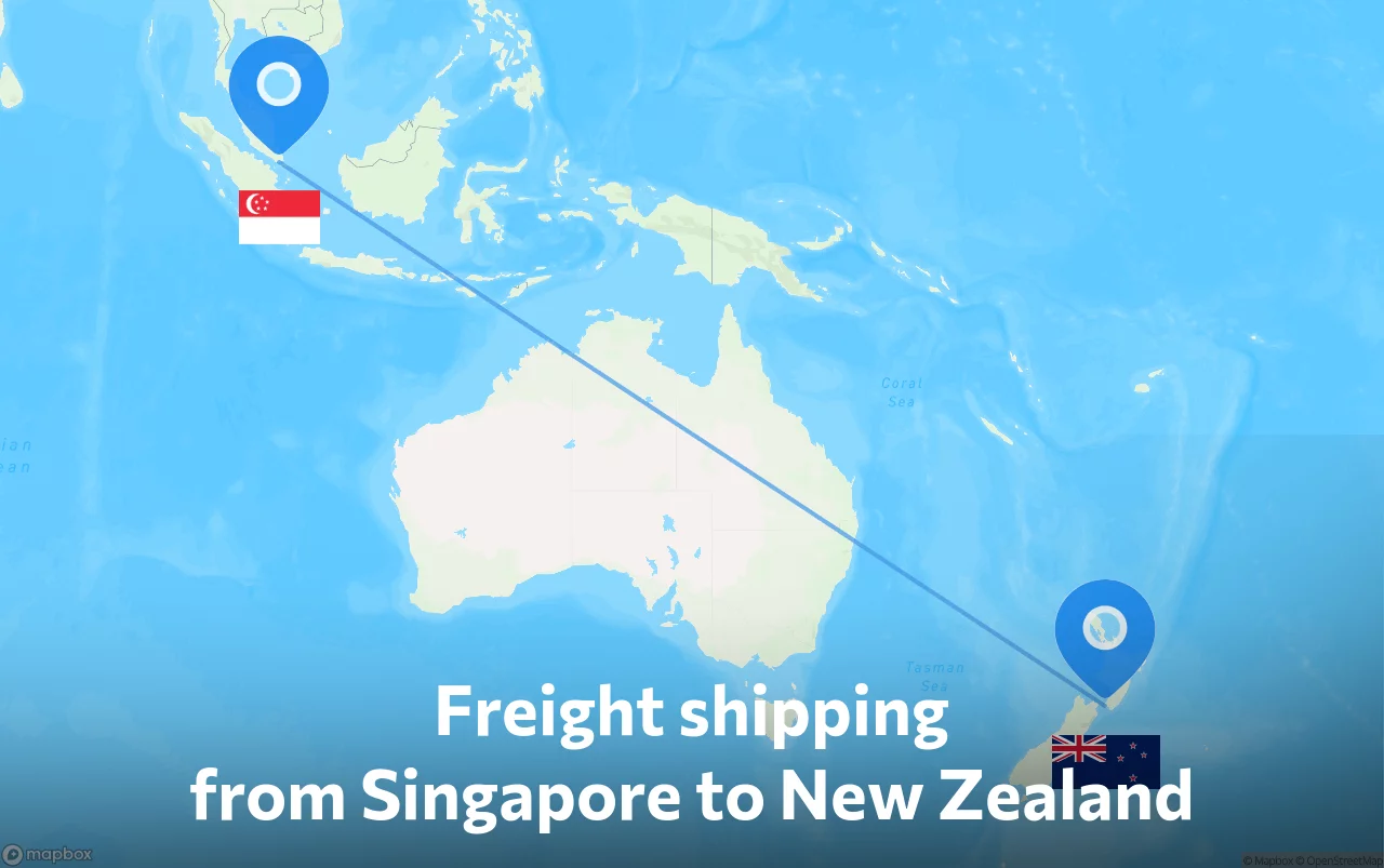 Shipping route from Singapore to New Zealand