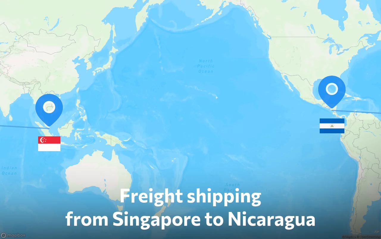 Shipping route from Singapore to Nicaragua