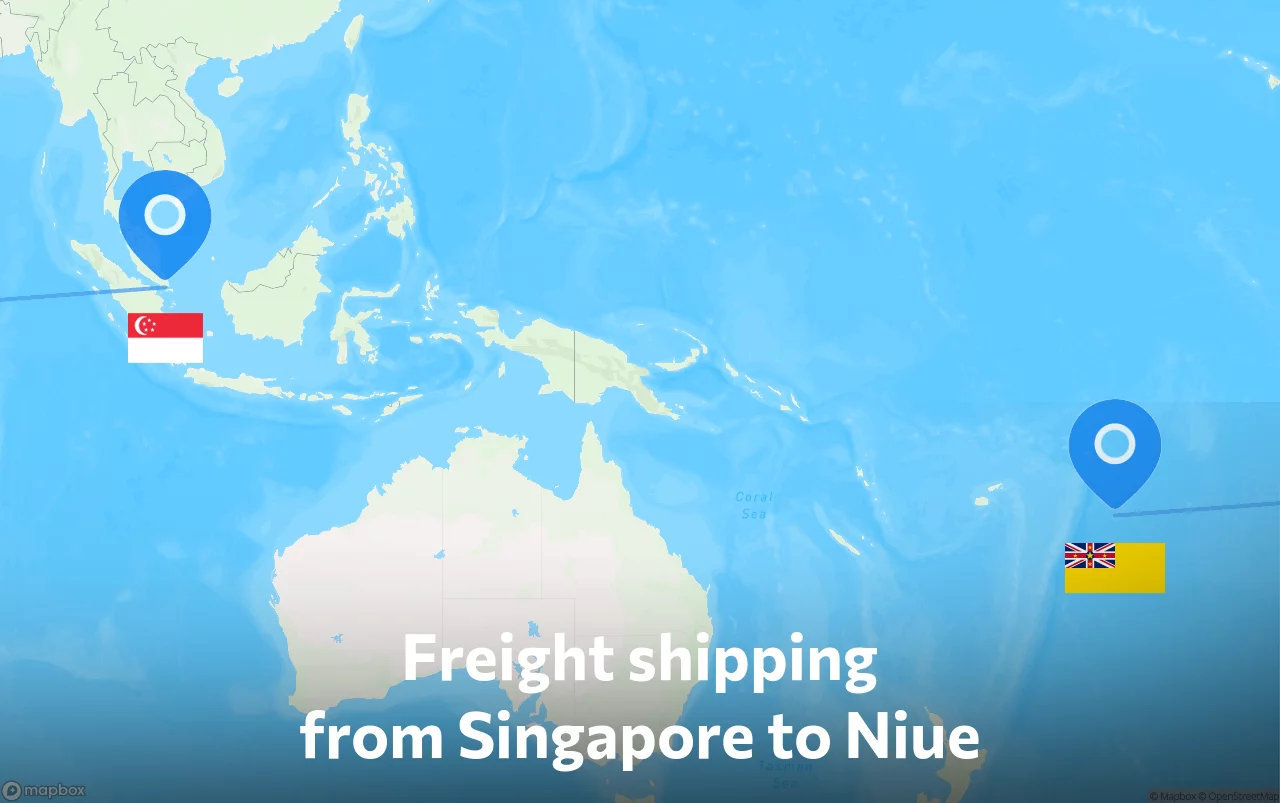 Shipping route from Singapore to Niue