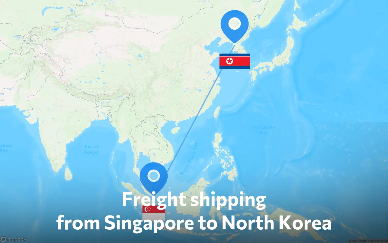 Shipping route from Singapore to North Korea