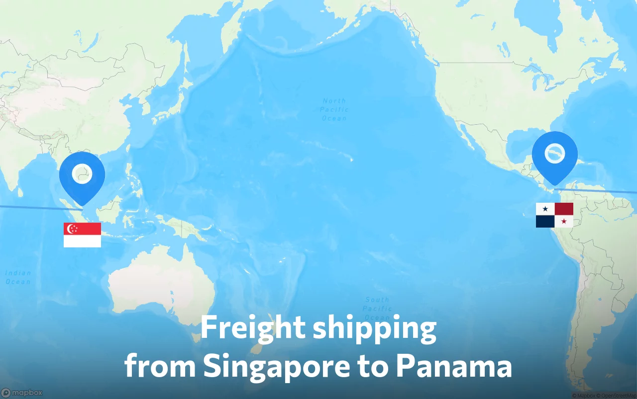 Shipping route from Singapore to Panama