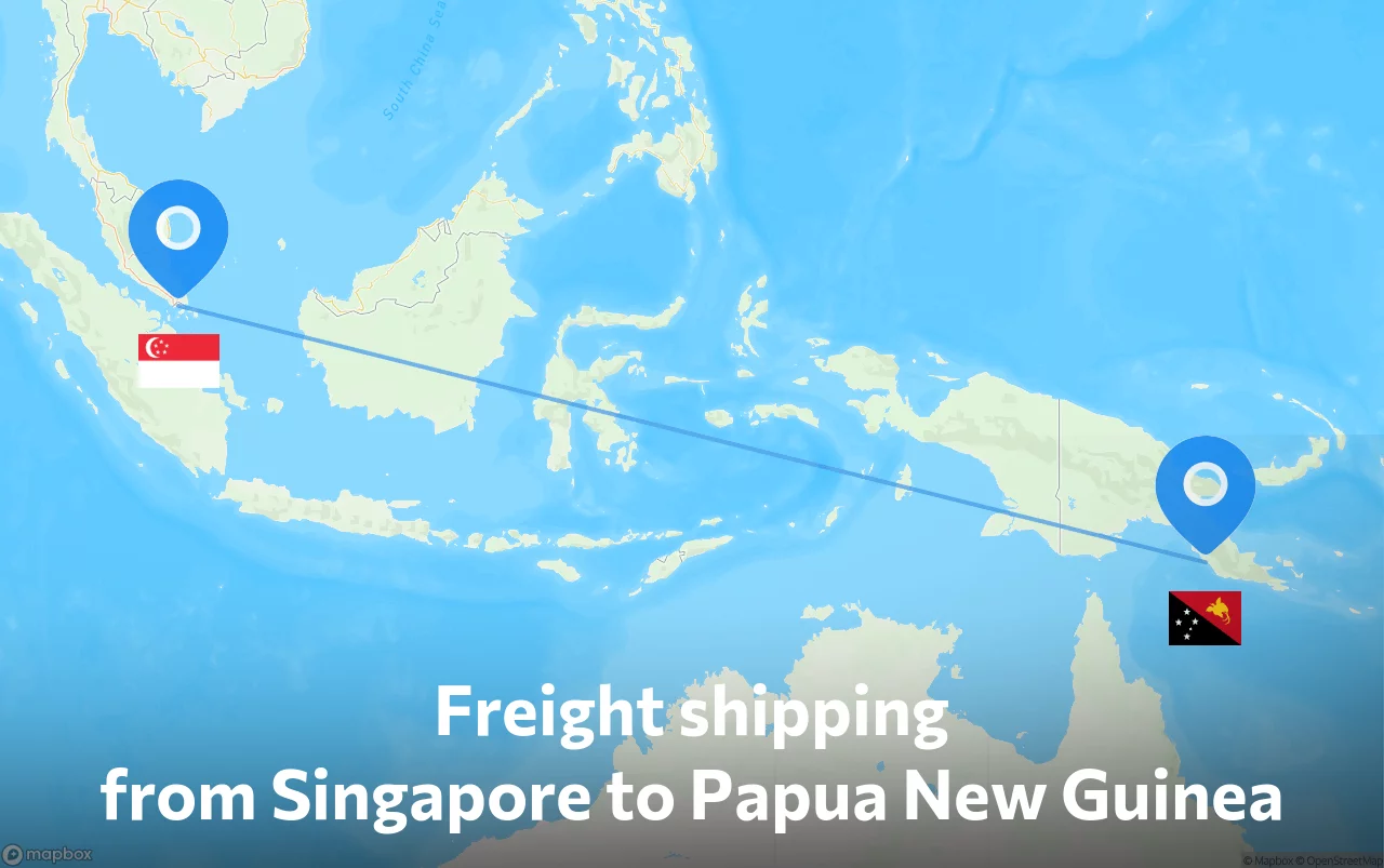 Shipping route from Singapore to Papua New Guinea