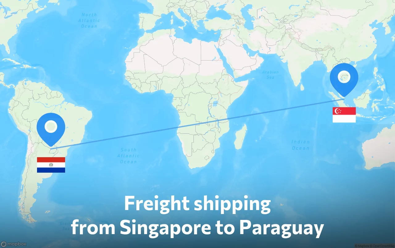 Shipping route from Singapore to Paraguay