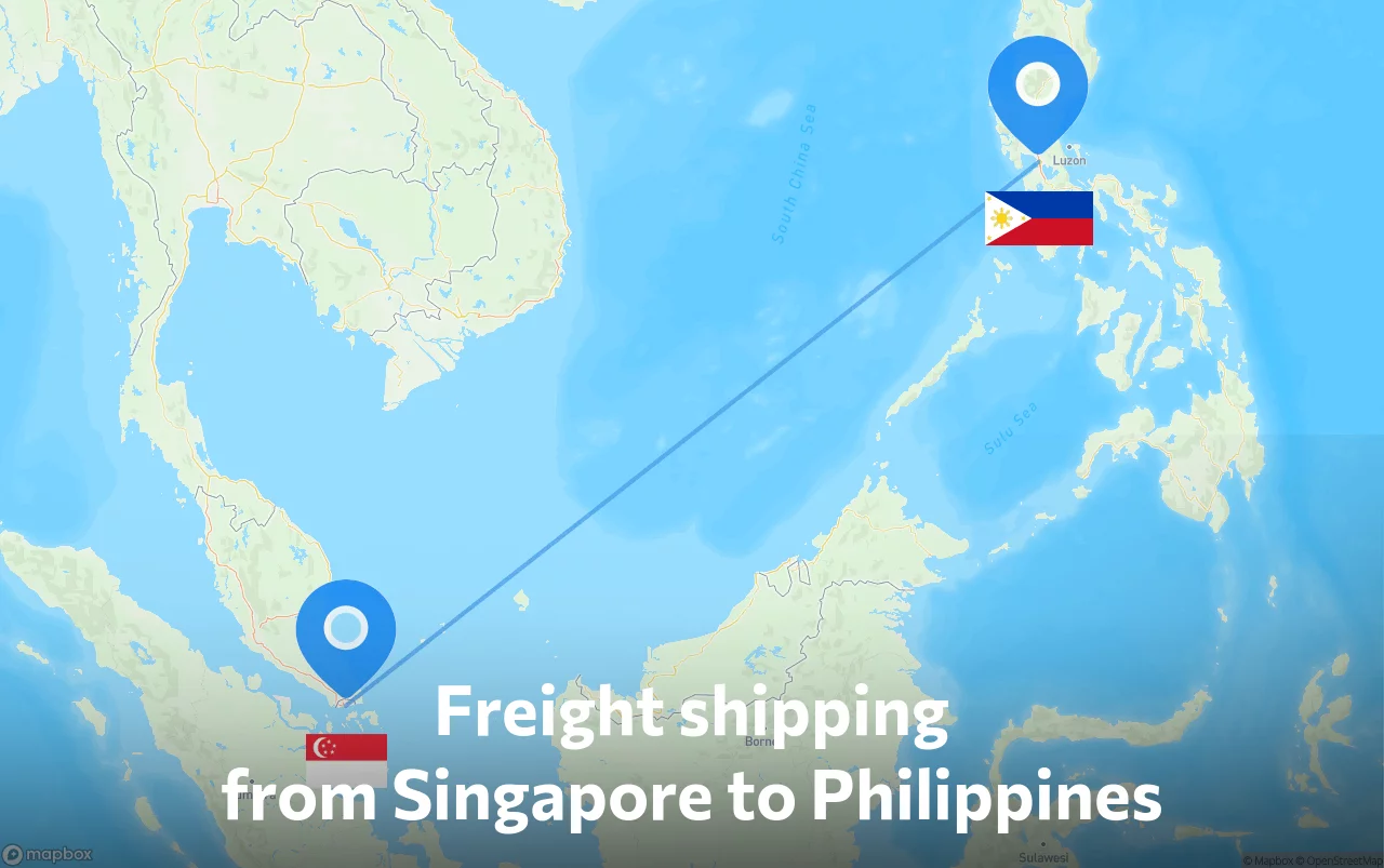 Shipping route from Singapore to Philippines