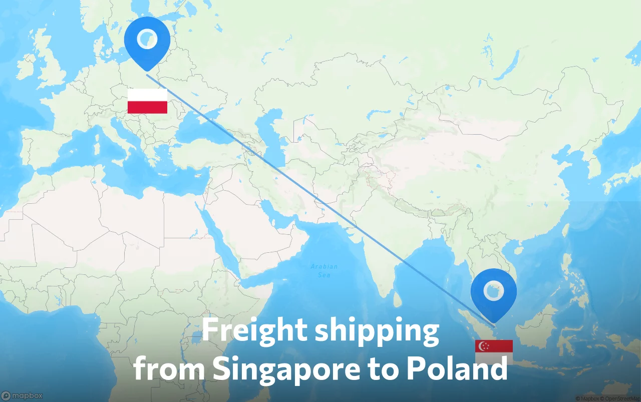 Shipping route from Singapore to Poland