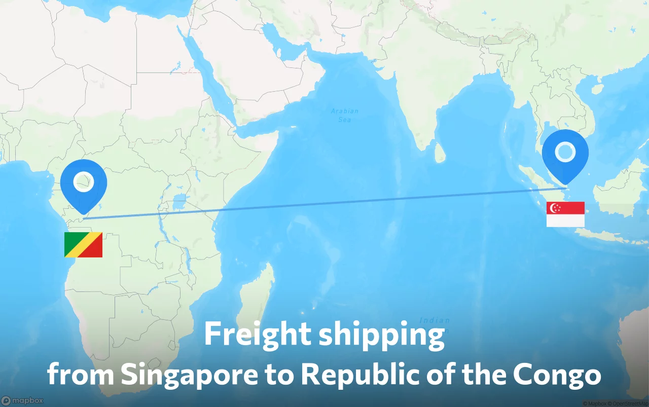 Shipping route from Singapore to Republic of the Congo
