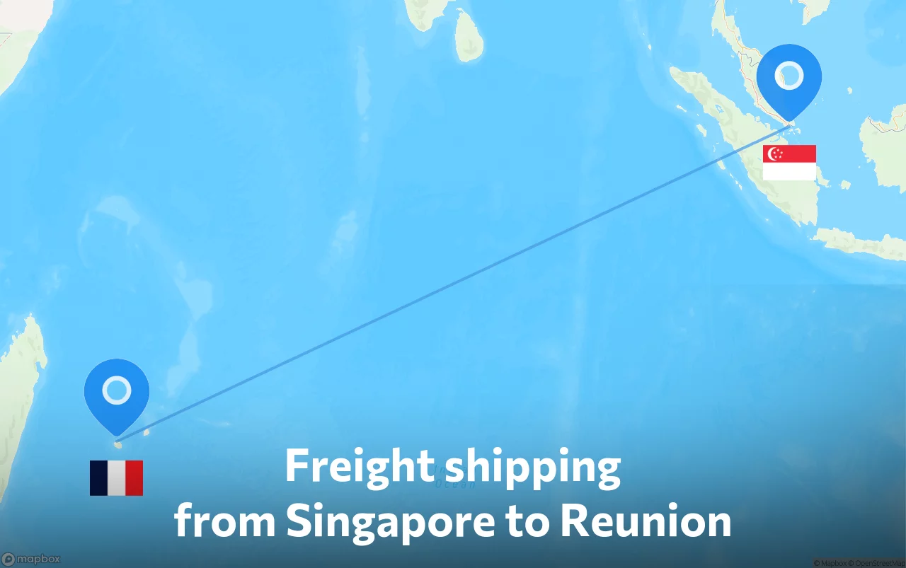 Shipping route from Singapore to Reunion