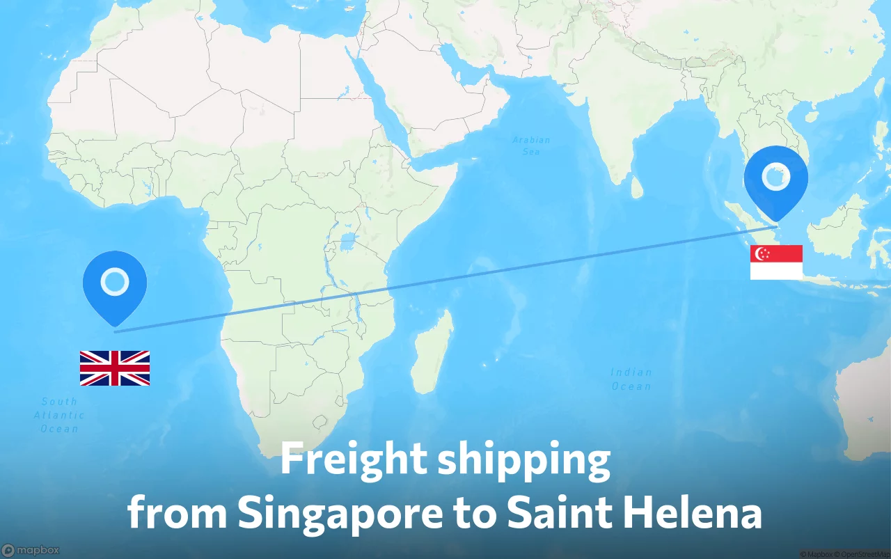 Shipping route from Singapore to Saint Helena