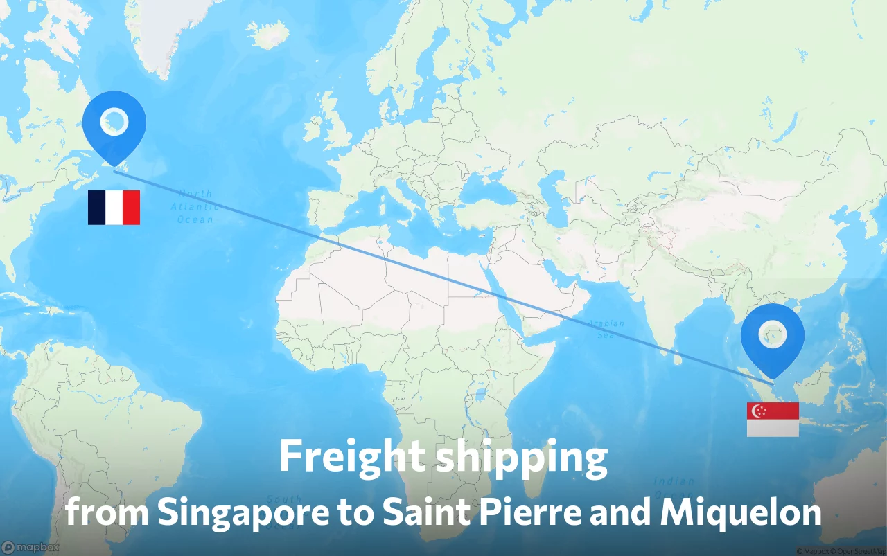 Shipping route from Singapore to Saint Pierre and Miquelon
