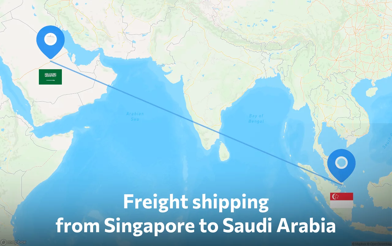 Shipping route from Singapore to Saudi Arabia