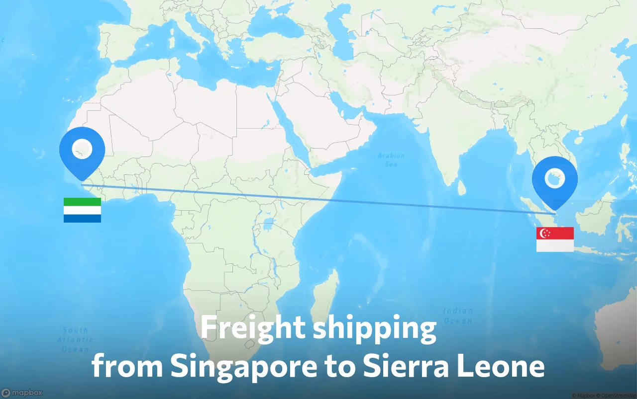 Shipping route from Singapore to Sierra Leone