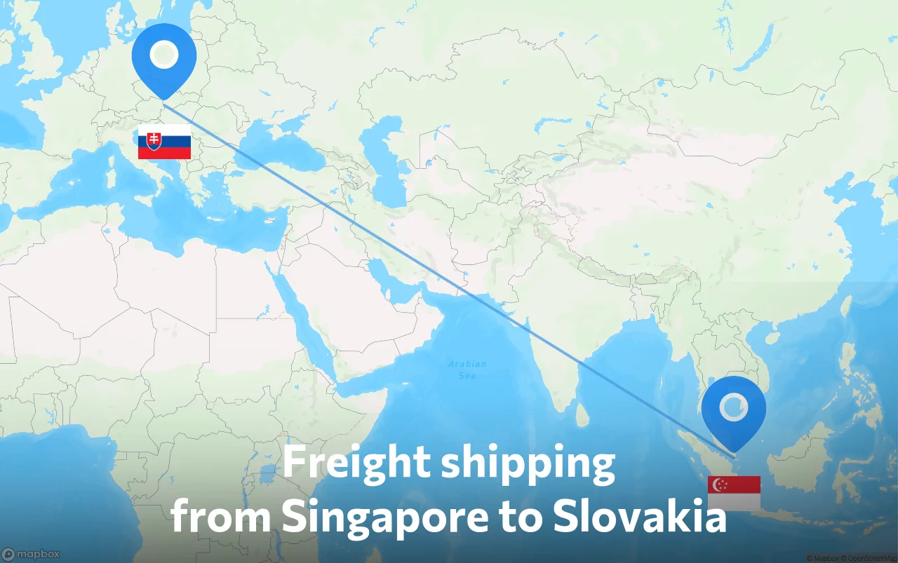 Shipping route from Singapore to Slovakia