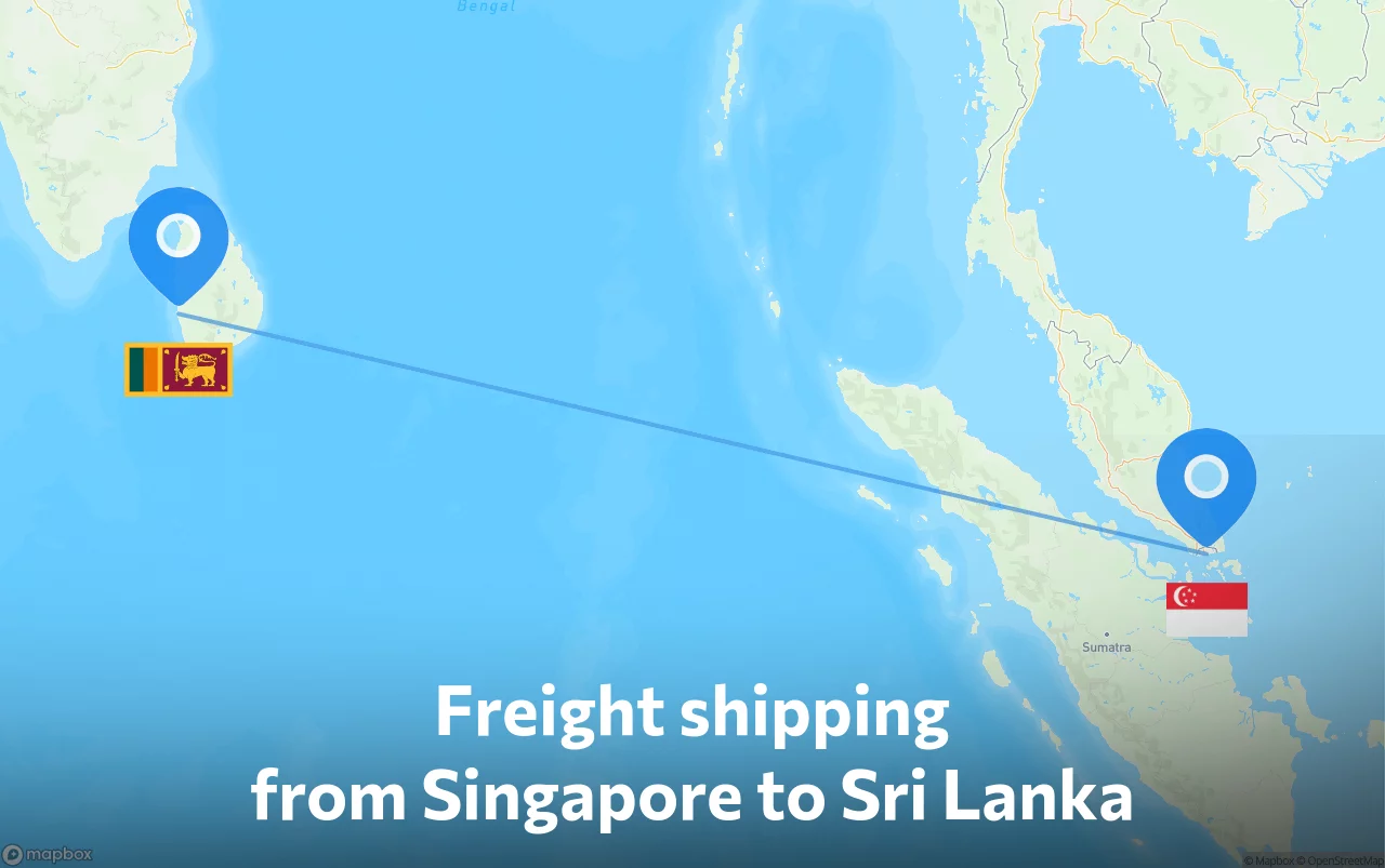 Shipping route from Singapore to Sri Lanka