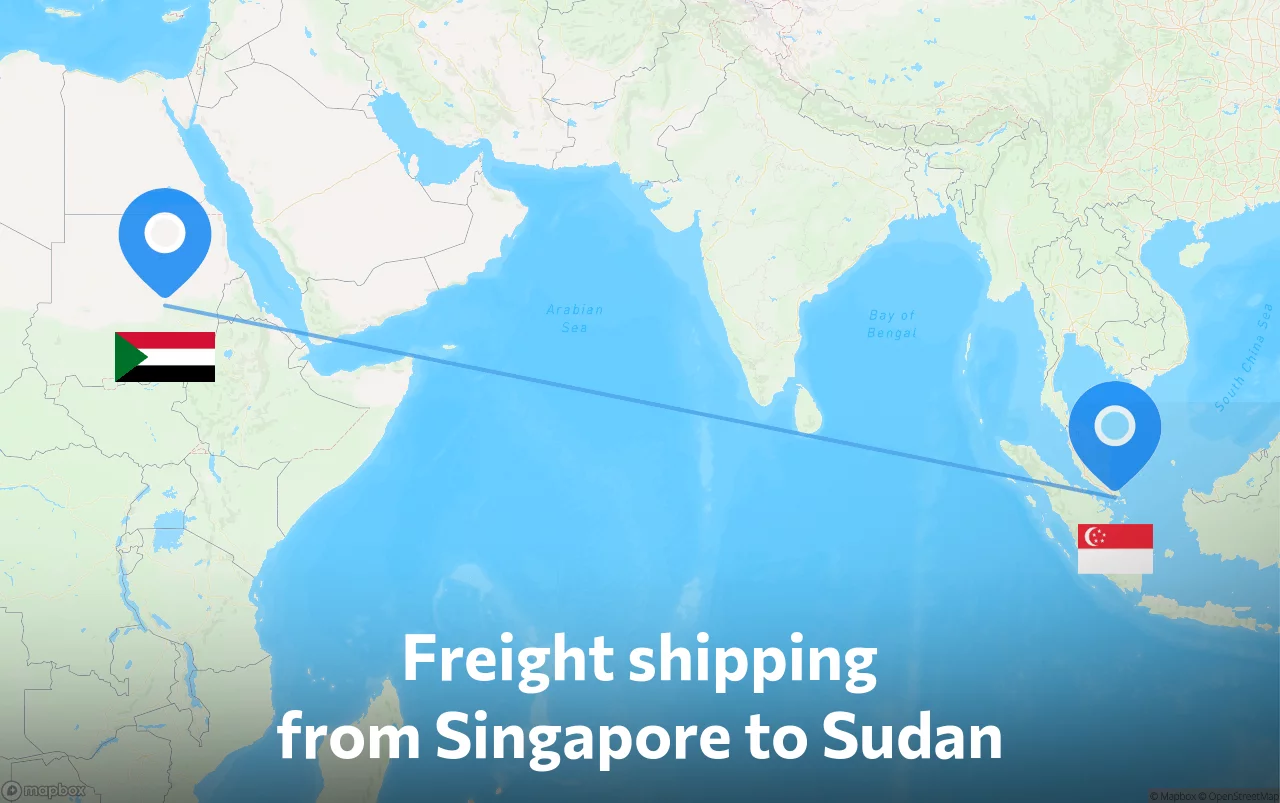 Shipping route from Singapore to Sudan