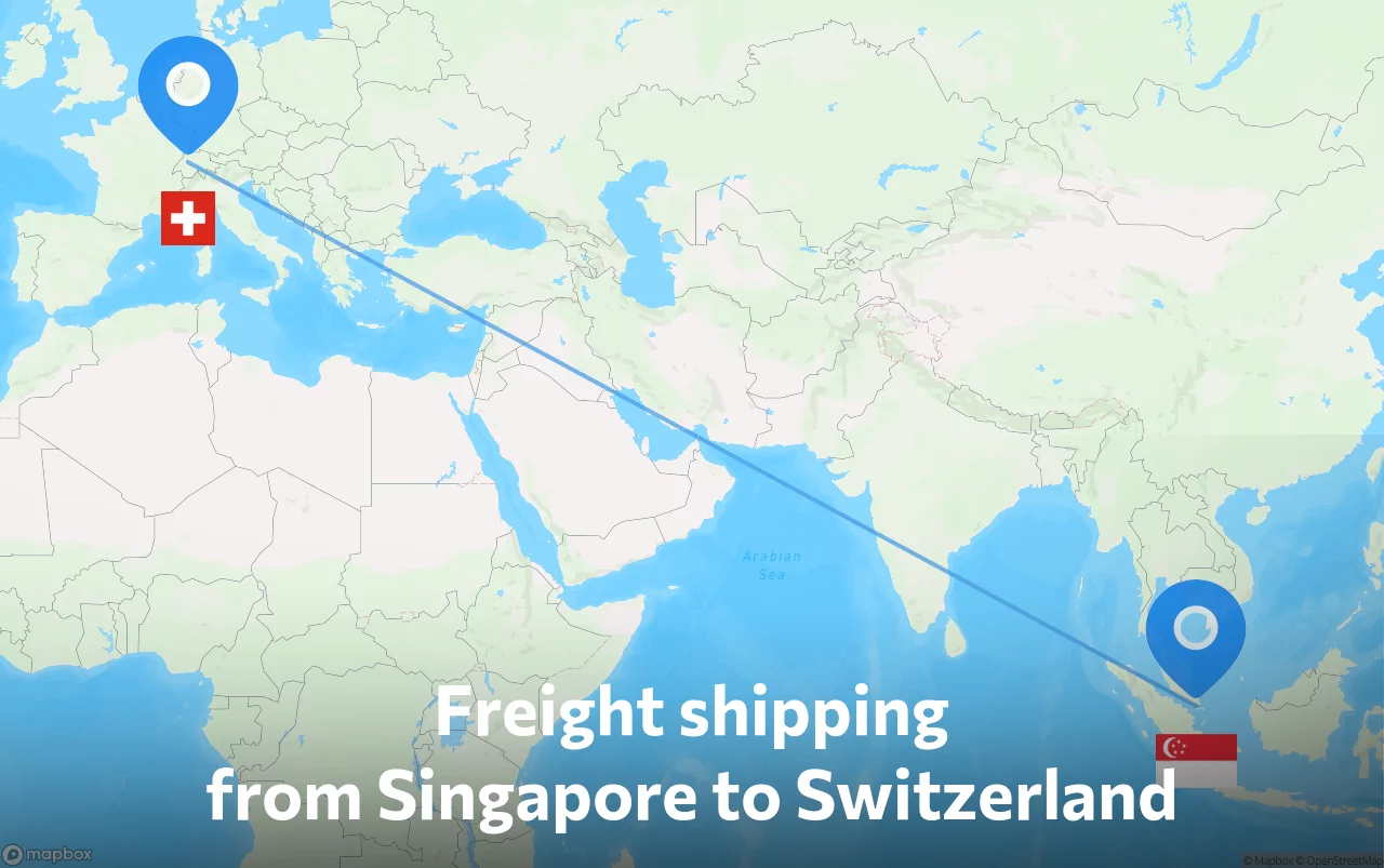 Shipping route from Singapore to Switzerland