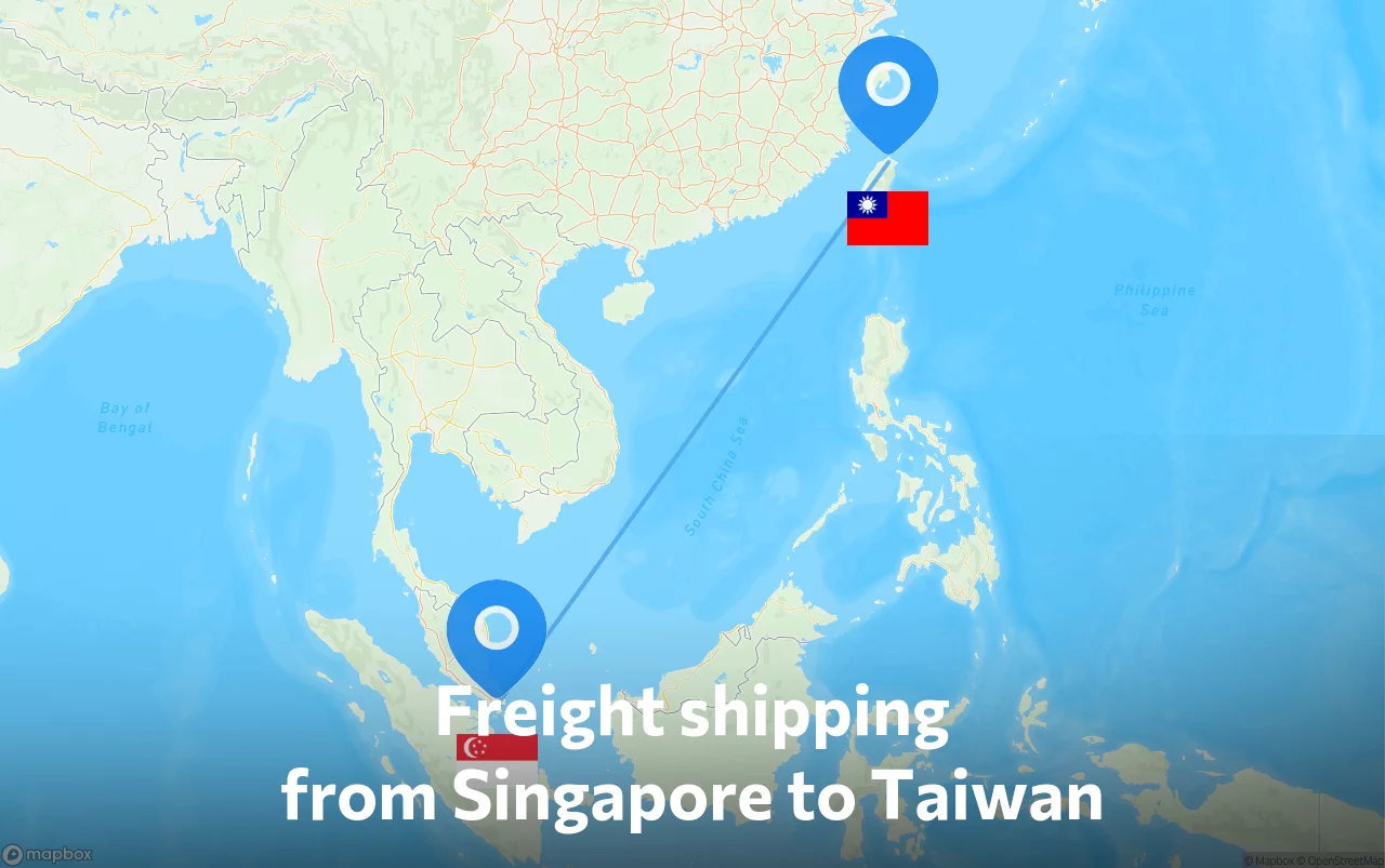 Shipping route from Singapore to Taiwan